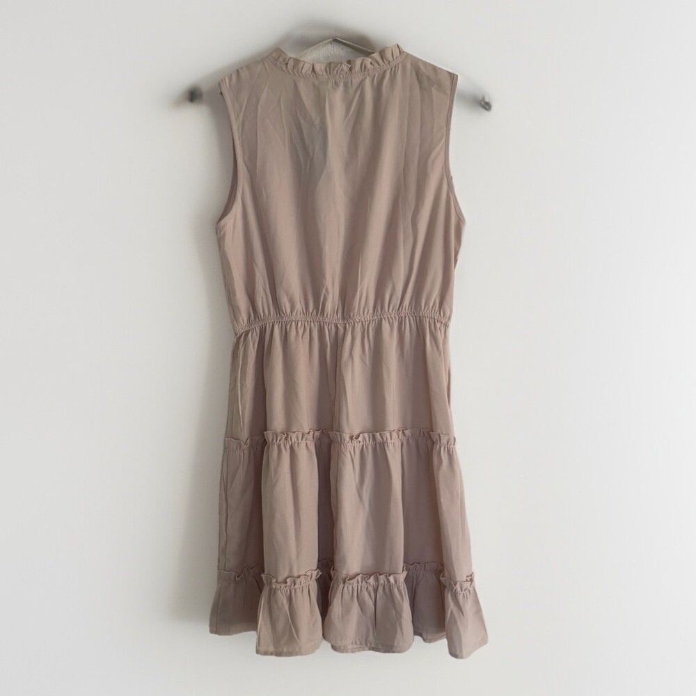 Cupshe NWT Refined Ruffle Beige Mini Dress Sz M Western Mediterranean Vacation - Picture 12 of 16